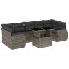 Garden Sofa Set Grey PE rattan, powder-coated steel, tempered glass